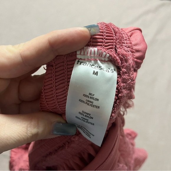 Audrey Parks Francesca's Blush Pink lace lined Blouse Size medium long sleeve - Picture 6 of 6